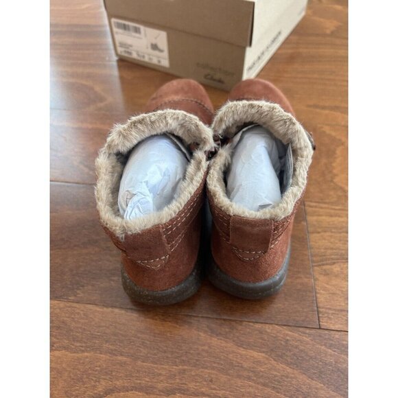 Clarks Women's Roseville Aster Ankle Boot Fur Lined Mahogany Slip On NEW 7.5 N - Picture 9 of 9